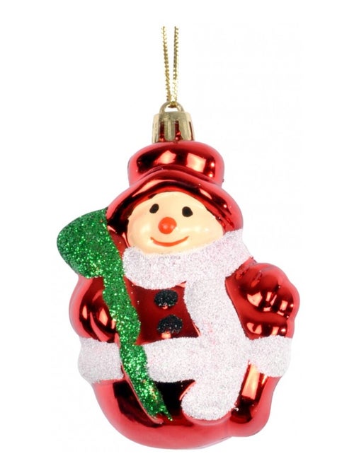 Boule de noël bonhomme de neige rouge - Kiabi