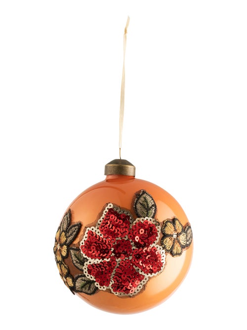 Boule de noël broderie fleur en sequins - Kiabi