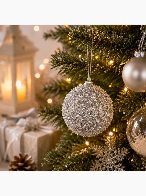 Boule de noël décorée de billes - Kiabi