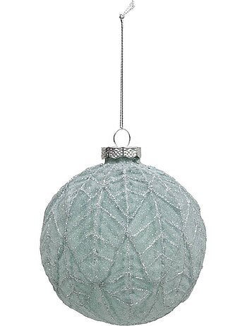 Boule de noël en verre 100mm givré vert