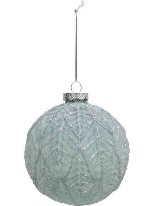 Boule de noël en verre 100mm givré vert - Kiabi