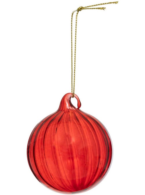 Boule de noël en verre 60mm strie rouge - Kiabi