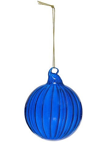 Boule de noël en verre 80mm strie marron
