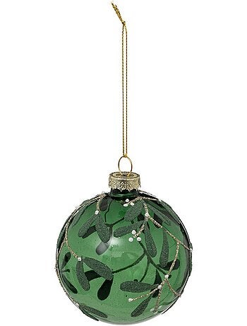 Boule de noël en verre avec motif gui