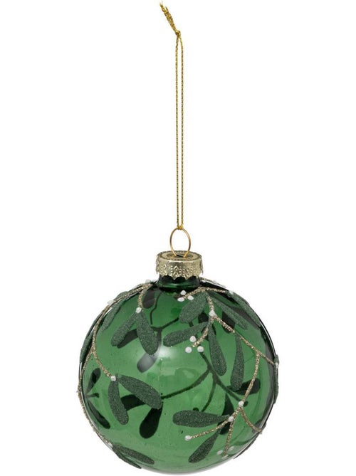 Boule de noël en verre avec motif gui - Kiabi