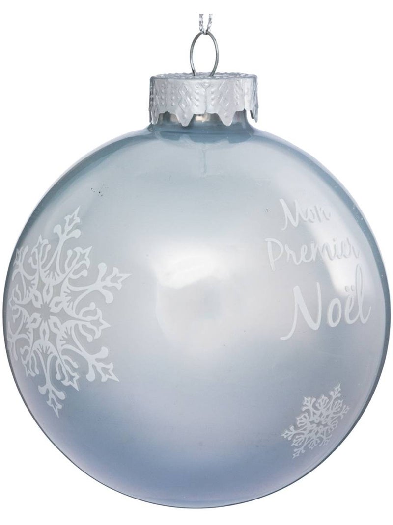 Boule de noël en verre luxe 80 mm Bleu - Kiabi