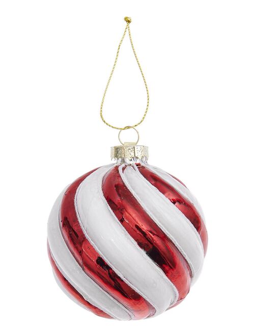 Boule de Noël en verre rouge et blanc Ø 8 cm - Rico Design - Kiabi