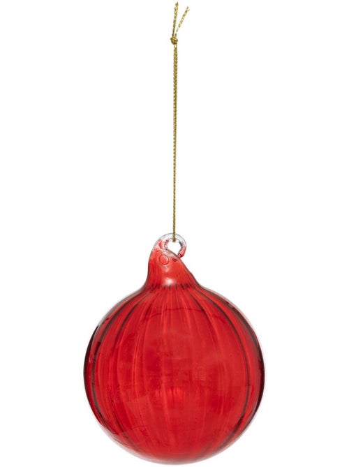 Boule de noël en verre strié - Kiabi