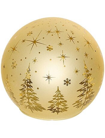 Boule de noël lumineuse led or à poser d. 10 cm à piles