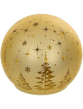 Boule de noël lumineuse led or à poser d. 12 cm à piles