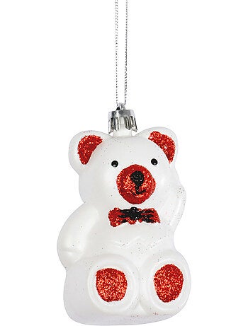 Boule de noël ourson blanc 9 cm