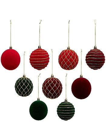 Boule de noël pailletté rouge x9 80mm