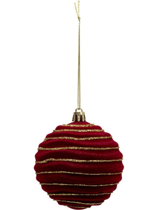 Boule de noël pailletté rouge x9 80mm - Kiabi