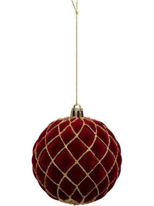 Boule de noël pailletté rouge x9 80mm - Kiabi
