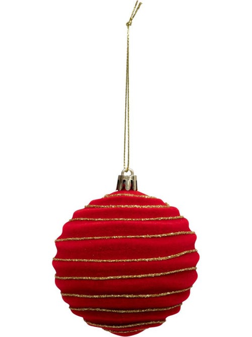 Boule de noël pailletté rouge x9 80mm - Kiabi