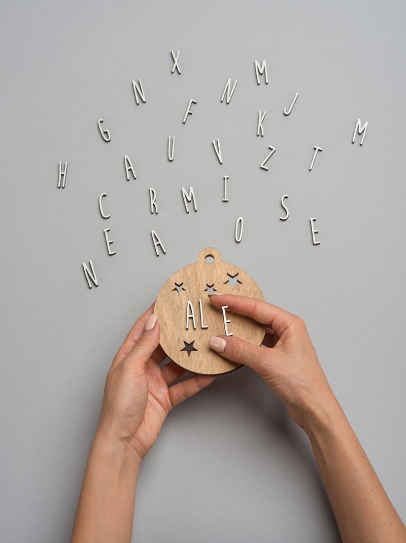 Boule de Noël personnalisable en bois Beige - Kiabi