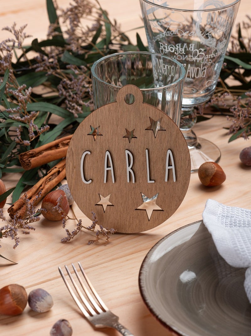 Boule de Noël personnalisable en bois Beige - Kiabi
