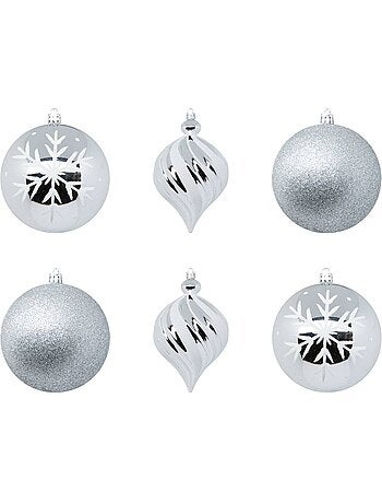 Boule de noël plastique 100mm x6 or