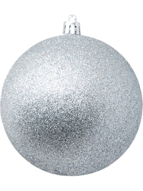 Boule de noël plastique 100mm x6 argent et blanc - Kiabi