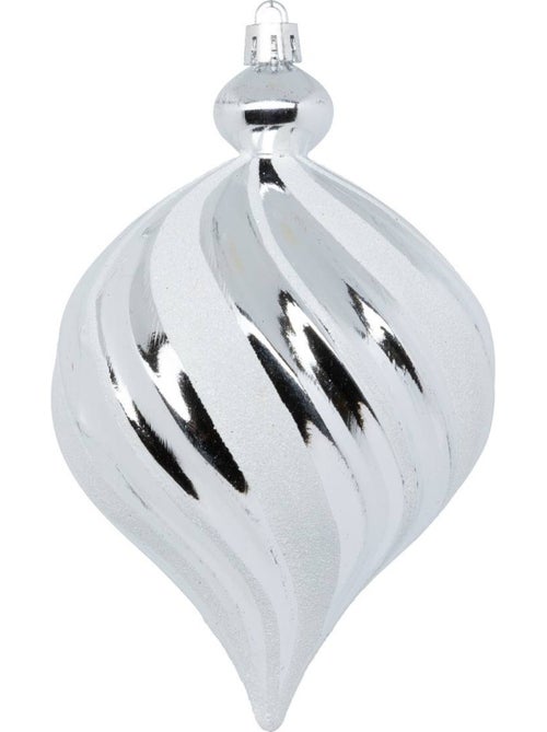 Boule de noël plastique 100mm x6 argent et blanc - Kiabi