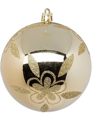 Boule de noël plastique 100mm x6 or
