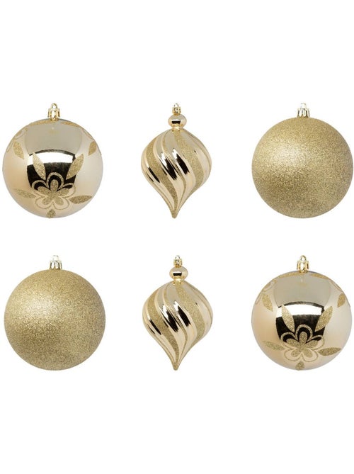 Boule de noël plastique 100mm x6 or - Kiabi