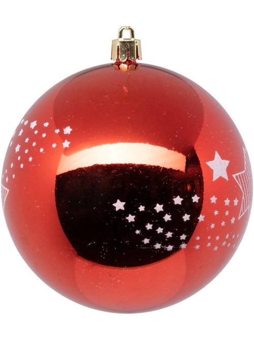Boule de noël plastique 100mm x6 rouge et blanc - Kiabi