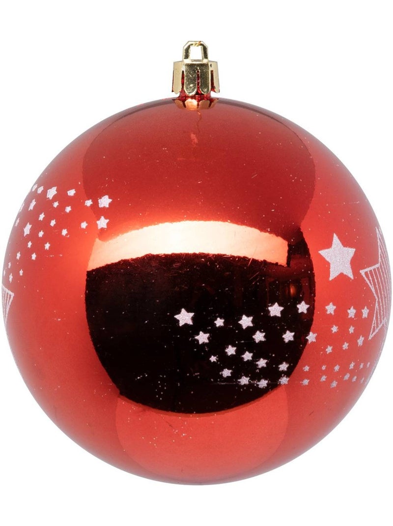 Boule de noël plastique 100mm x6 rouge et blanc Blanc Rouge - Kiabi