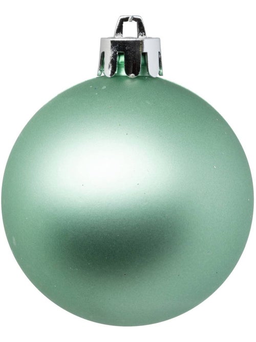 Boule de noël plastique 70mm x8 vert amande - Kiabi