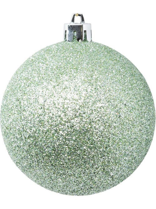 Boule de noël plastique 80mm x4 vert amande - Kiabi