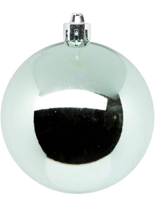 Boule de noël plastique 80mm x4 vert amande - Kiabi