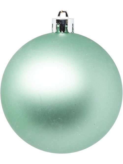 Boule de noël plastique 80mm x4 vert amande - Kiabi