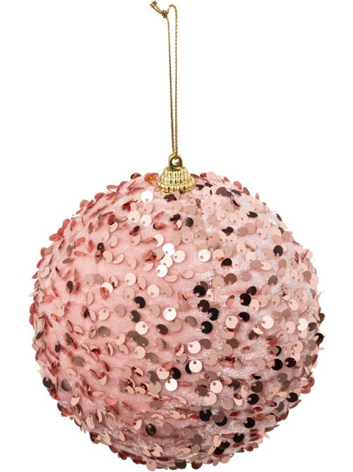 Boule de noël rose sequin 120mm - Kiabi