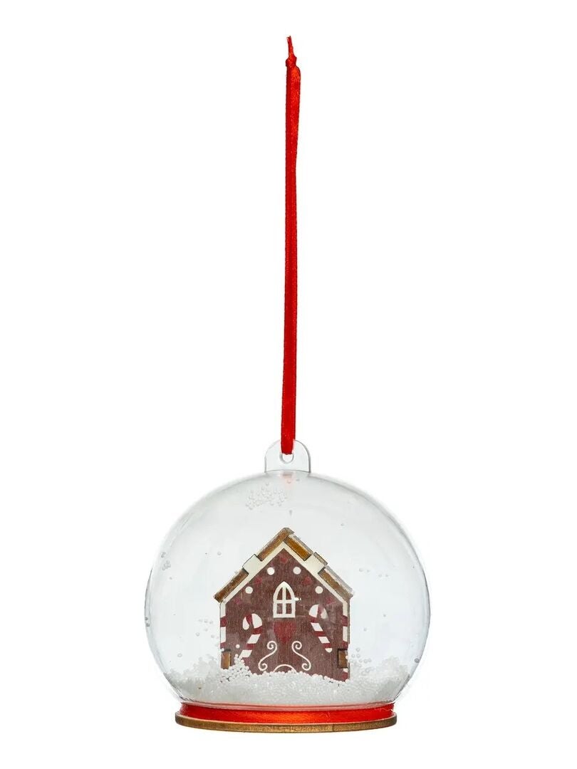 Boule de noel transparente 8 cm maison biscuit Marron - Kiabi