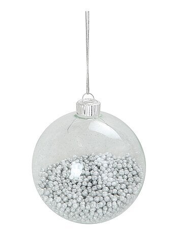 Boule de Noël Transparente avec Billes Argentées
