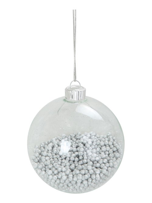 Boule de Noël Transparente avec Billes Argentées - Kiabi