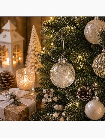Boule de noël transparente avec cheveux d'ange