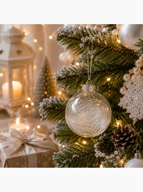 Boule de noël transparente avec cheveux d'ange - Kiabi Boule de noël transparente avec cheveux d'ange - Kiabi