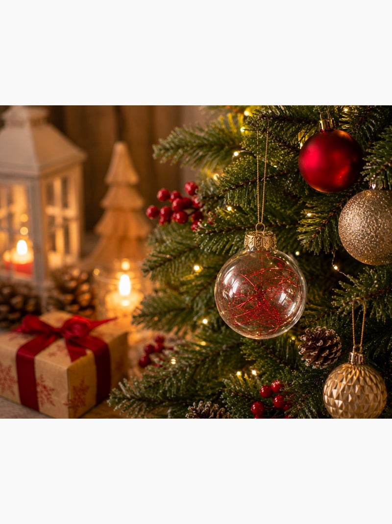 Boule de noël transparente avec cheveux d'ange Rouge - Kiabi