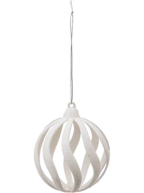 Boule de noël vague blanc 80mm - Kiabi