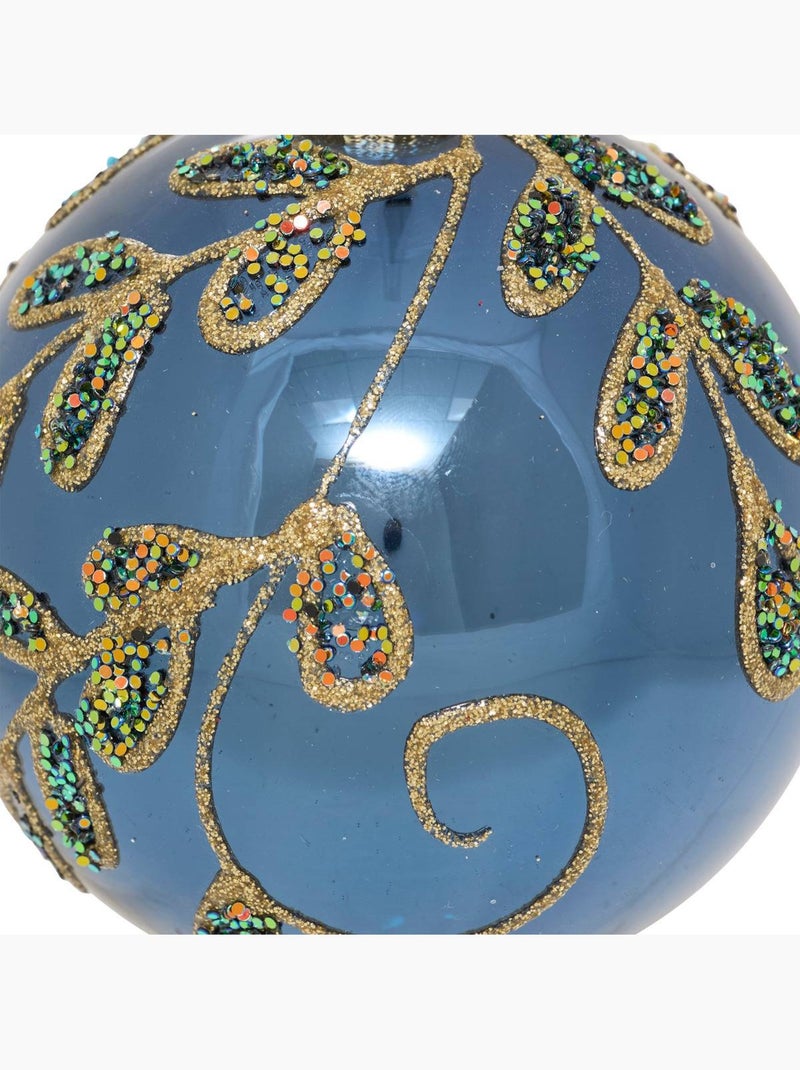 Boule verre branches d.8 cm Bleu - Kiabi
