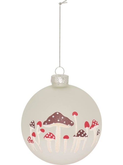 Boule verre champignons d.10 cm - Kiabi