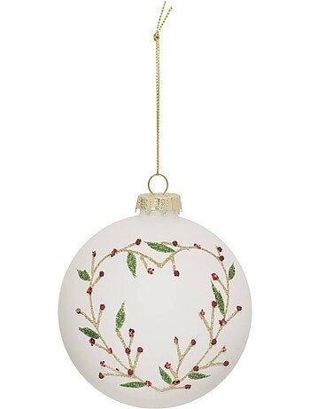 Boule verre cœur vert d.10 cm