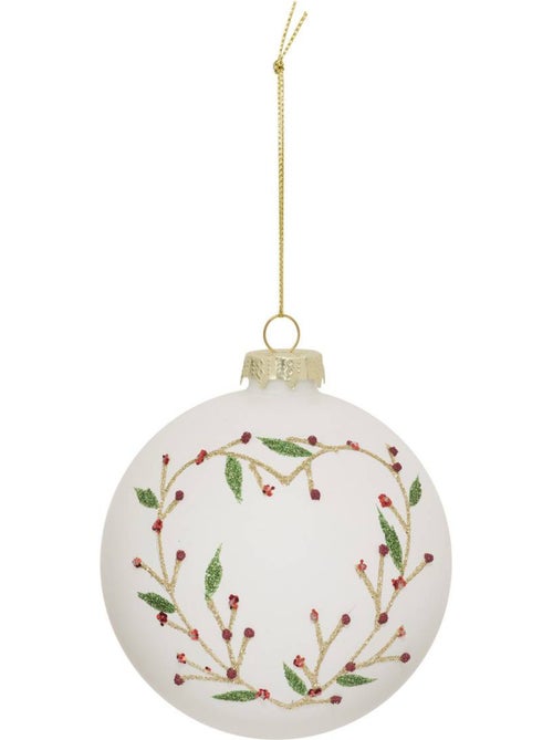 Boule verre cœur vert d.10 cm - Kiabi