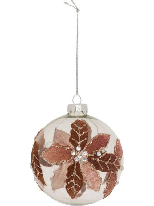 Boule verre couronne feuilles d.8 cm - Kiabi