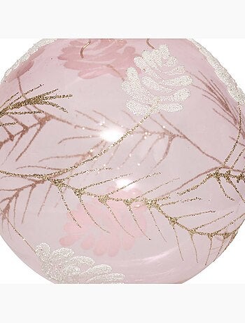 Boule verre décor feuilles d9 cm