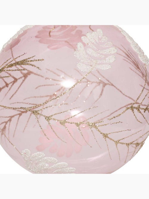 Boule verre décor feuilles d9 cm - Kiabi