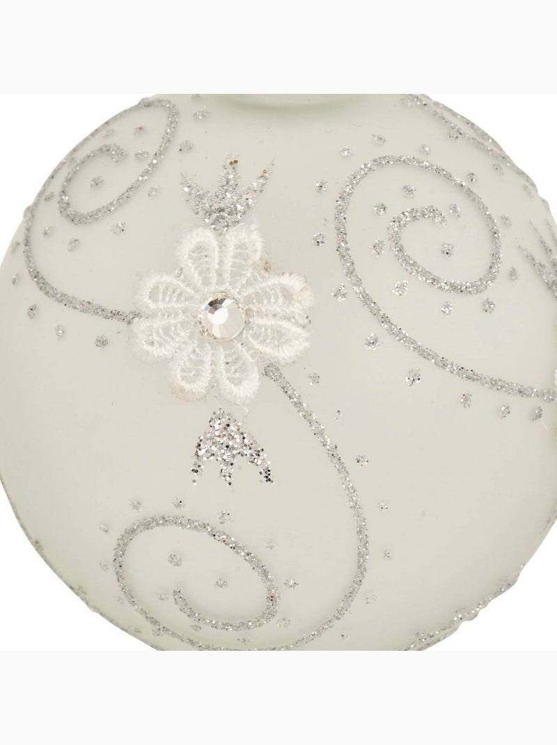 Boule verre dentelle d.8 cm Argent - Kiabi