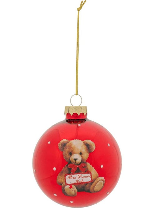 Boule verre ourson mon premier noël d.8 cm - Kiabi