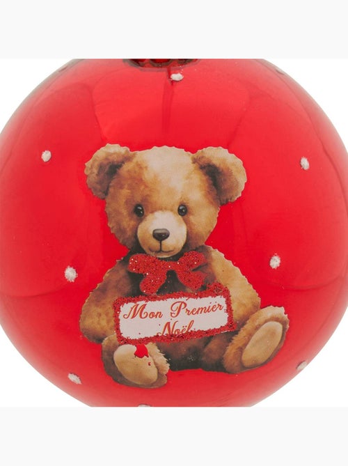 Boule verre ourson mon premier noël d.8 cm - Kiabi
